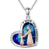 Collar mamá hija cristal plata 925