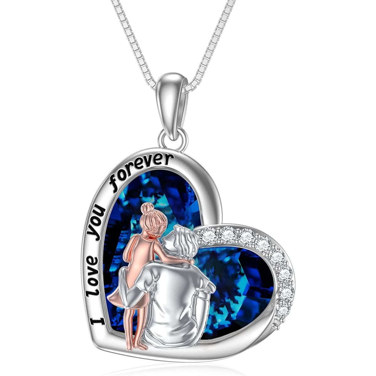 GENERICO - Collar papá hija cristal plata 925