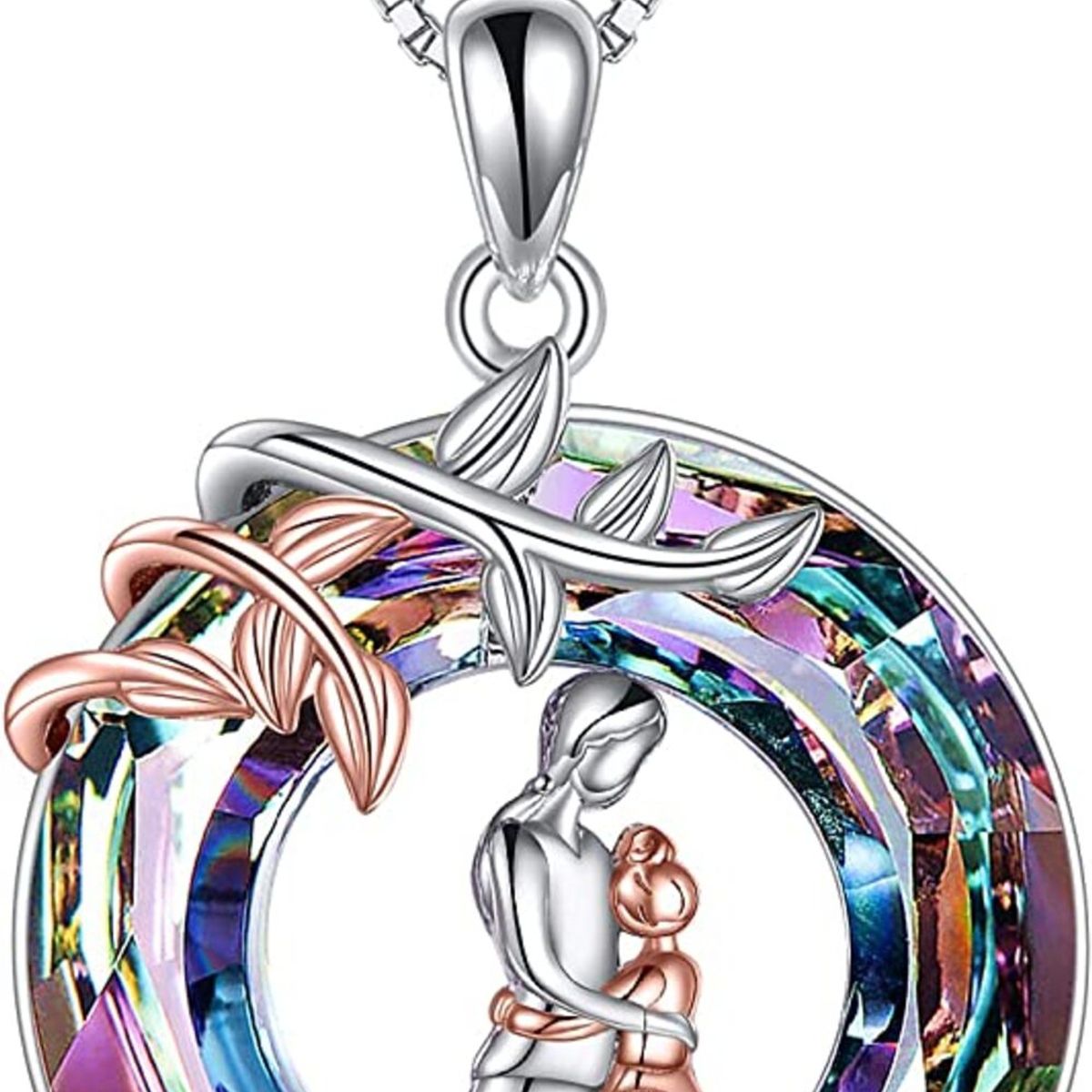 GENERICO - Collar mamá hija cristal plata 925 regalo