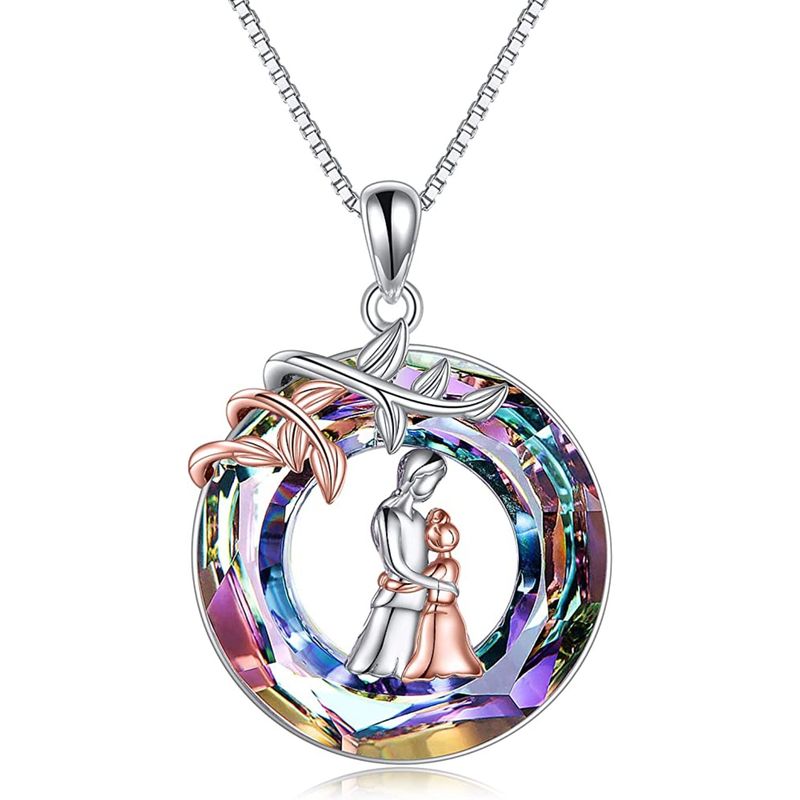 GENERICO - Collar mamá hija cristal plata 925 regalo