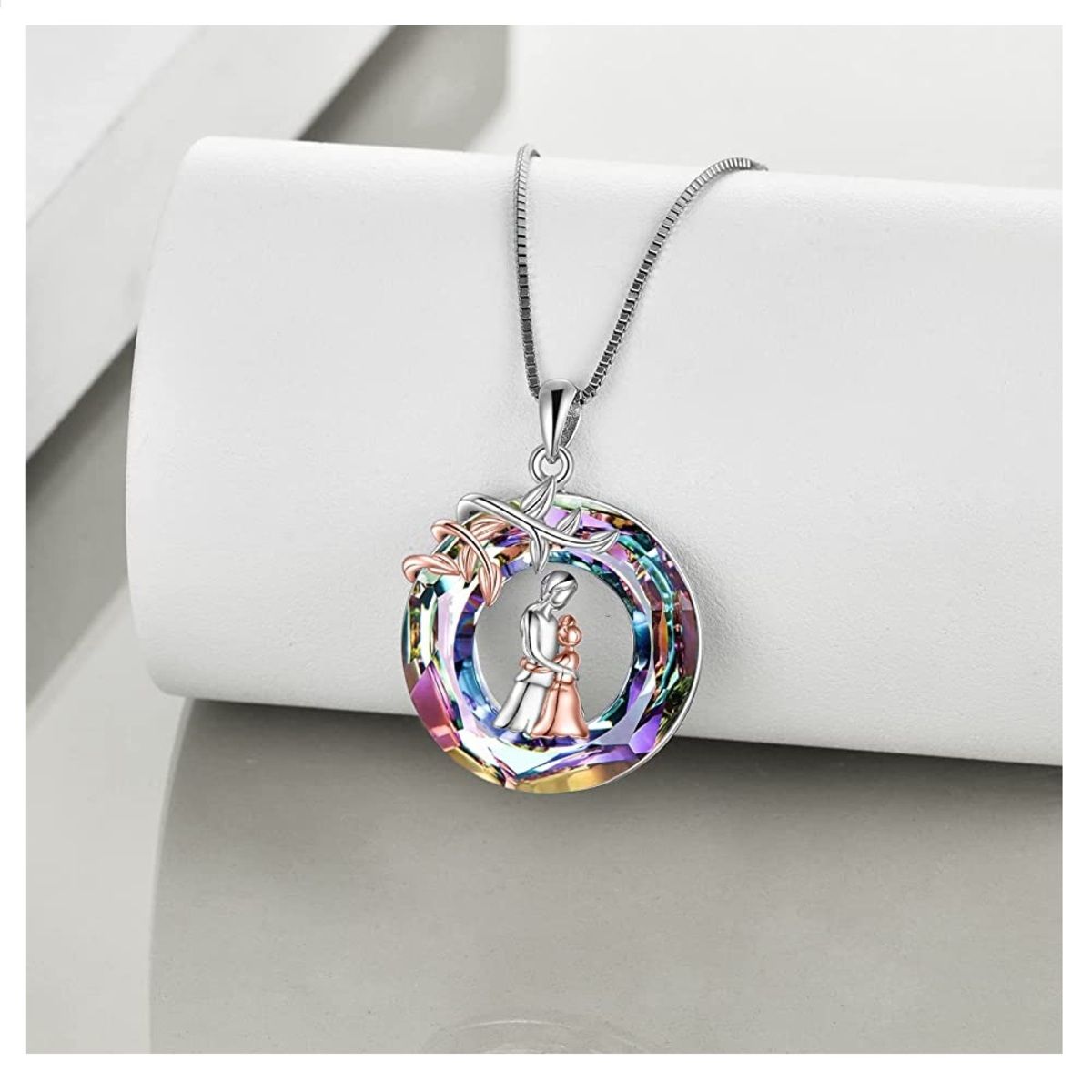 GENERICO - Collar mamá hija cristal plata 925 regalo