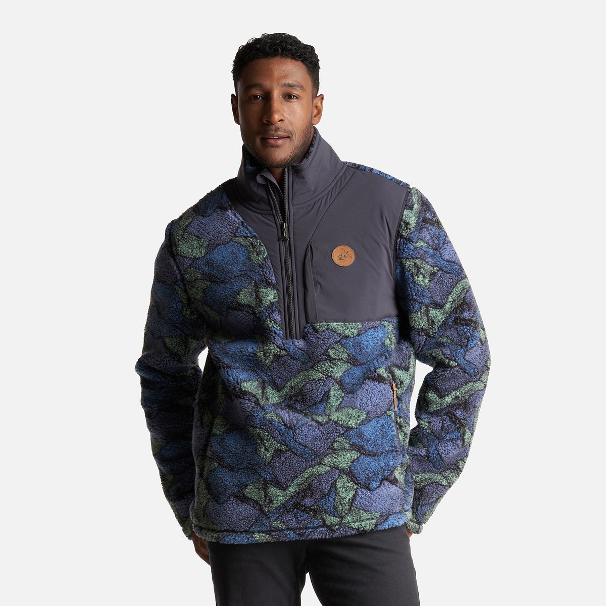 HAKA HONU - Poleron Hombre Porteador 1/4 Zip Print Morado Haka Honu