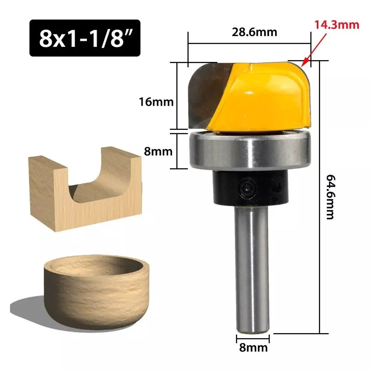 GENERICO - Fresa Madera Vaciado Fondo Plato Toma 8 X 28.6