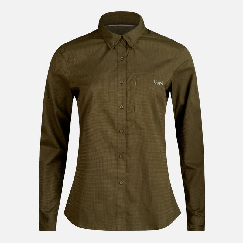 LIPPI - Camisa Mujer Rosselot Long Sleeve Q-Dry Shirt Verde Militar Lippi