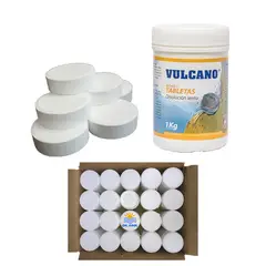 VULCANO - Cloro 90 en tabletas Pote 1kg Pack de 20 Unidades