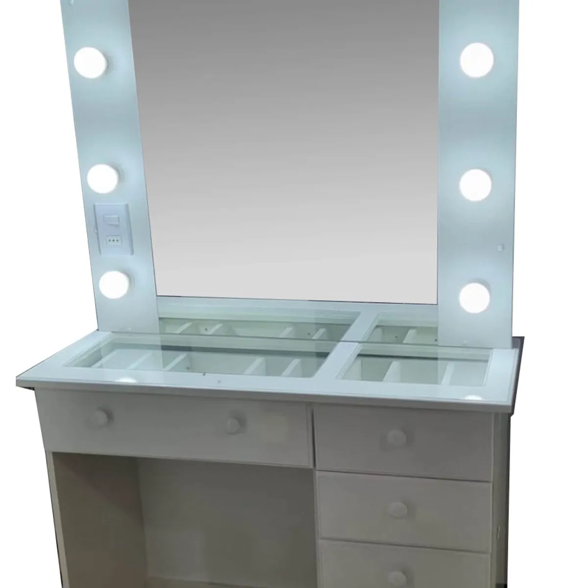 GENERICO - TOCADOR CON LUCES ESTILO HOLLYWOOD CREAFAVA, CON 6 CAJONES 100 CM