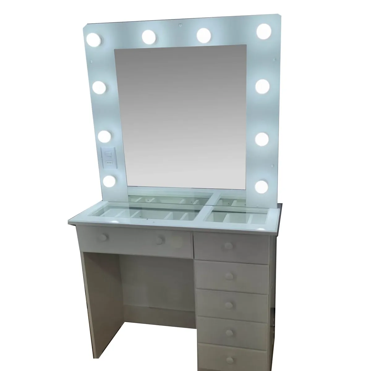 GENERICO - TOCADOR CON LUCES ESTILO HOLLYWOOD CREAFAVA, CON 6 CAJONES 100 CM