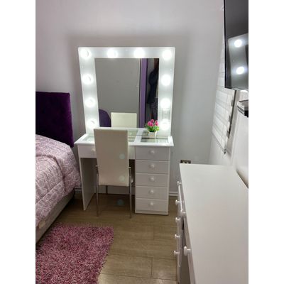 Imagen 2 del producto TOCADOR CON LUCES ESTILO HOLLYWOOD CREAFAVA, CON 6 CAJONES 100 CM