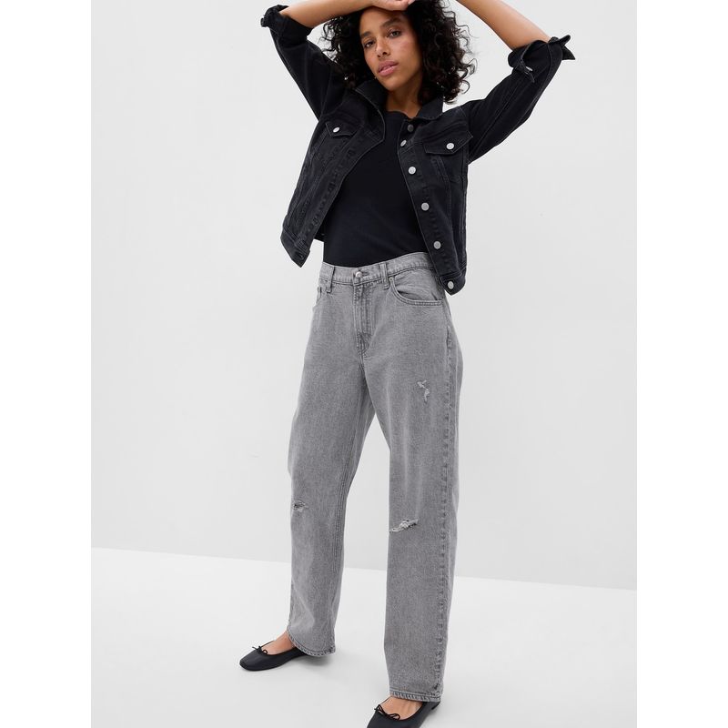 GAP - Jeans Mujer Loose Tiro Medio Gris GAP