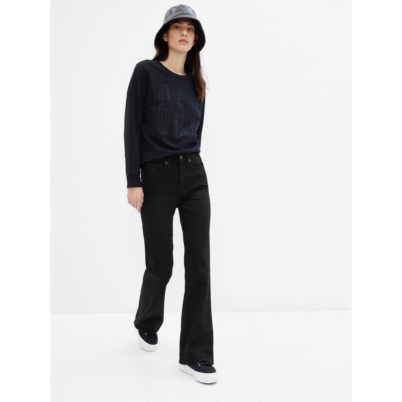 GAP - Jeans Flare Tiro Alto Black Wash Negro GAP
