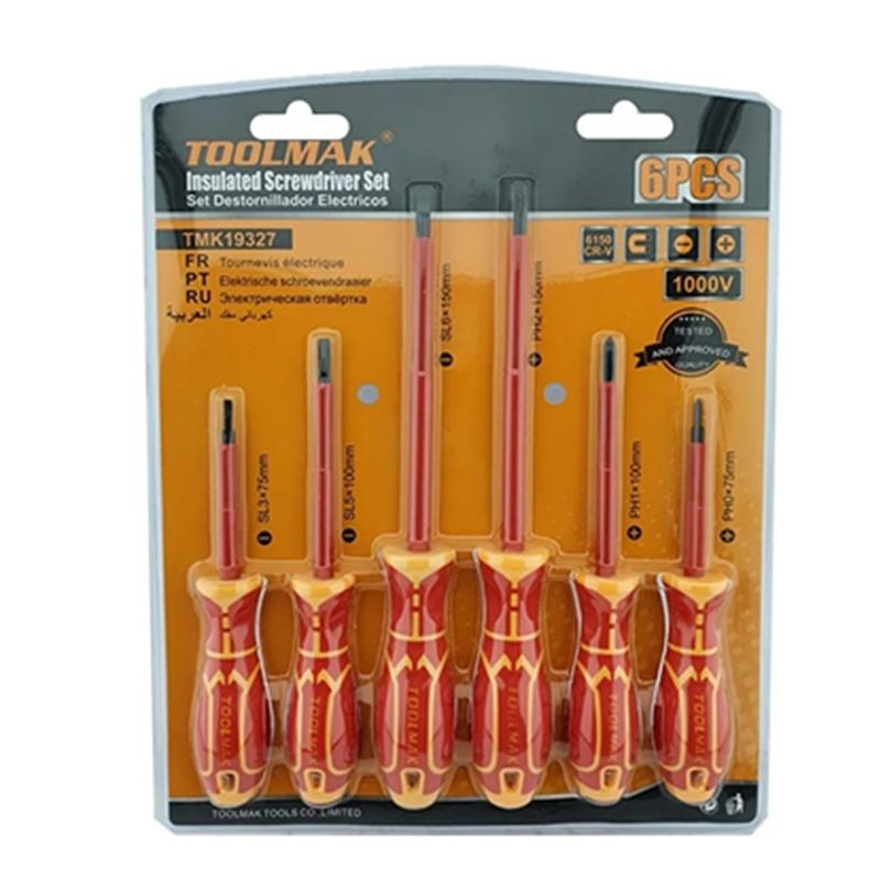 GENERICO - Set Kit Juego De Destornilladores Electricos 6 Pieza Toolmak