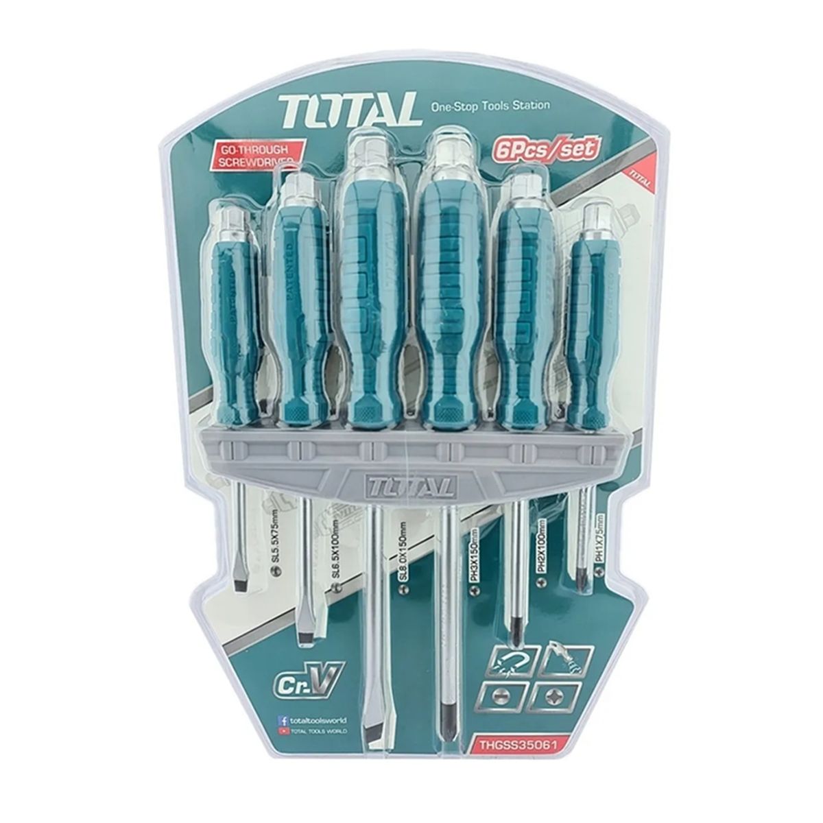 TOTAL TOOLS - Set De Destornilladores De Golpe 6 Piezas