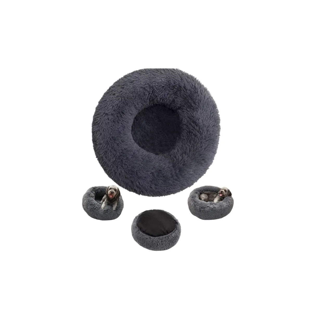 GENERICO - Cama Para Mascotas Antiestrés De Felpa 70cm Gris Oscuro