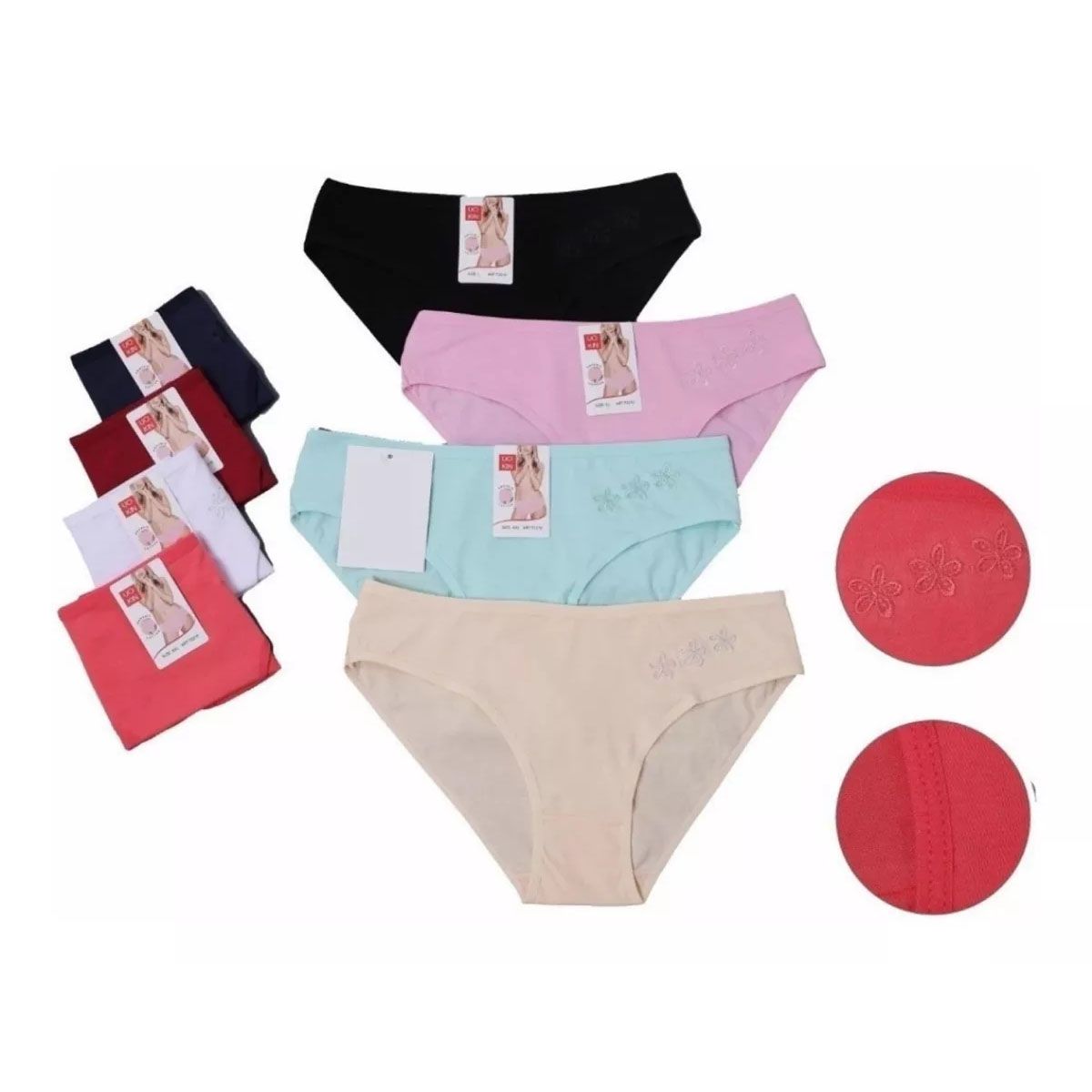 EVERSO - Pack 12 Calzones De Algodón De Mujer Lola Cintura Baja.