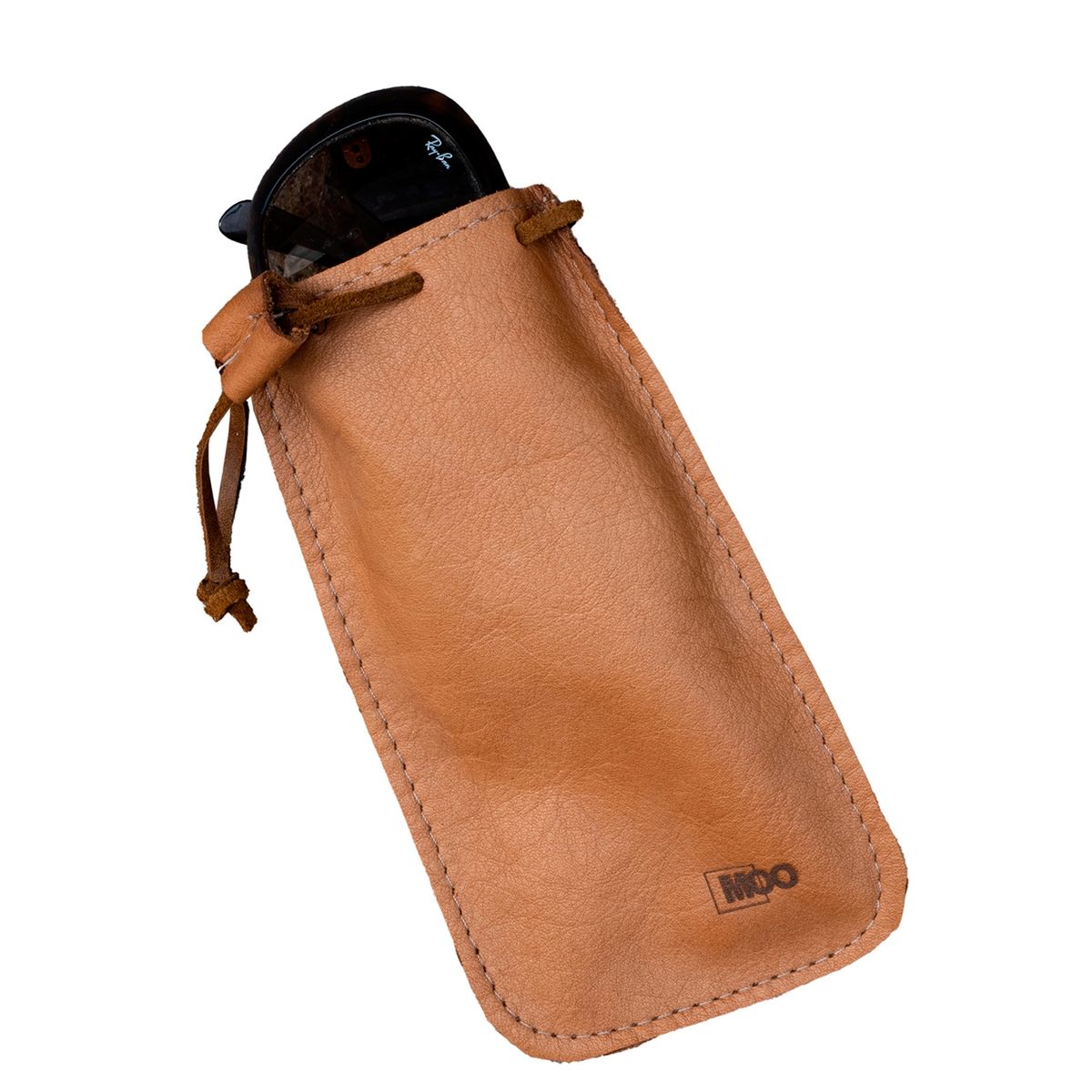 MOO HOGAR - Estuche Porta Lentes de Cuero Natural 10 x 20 cm