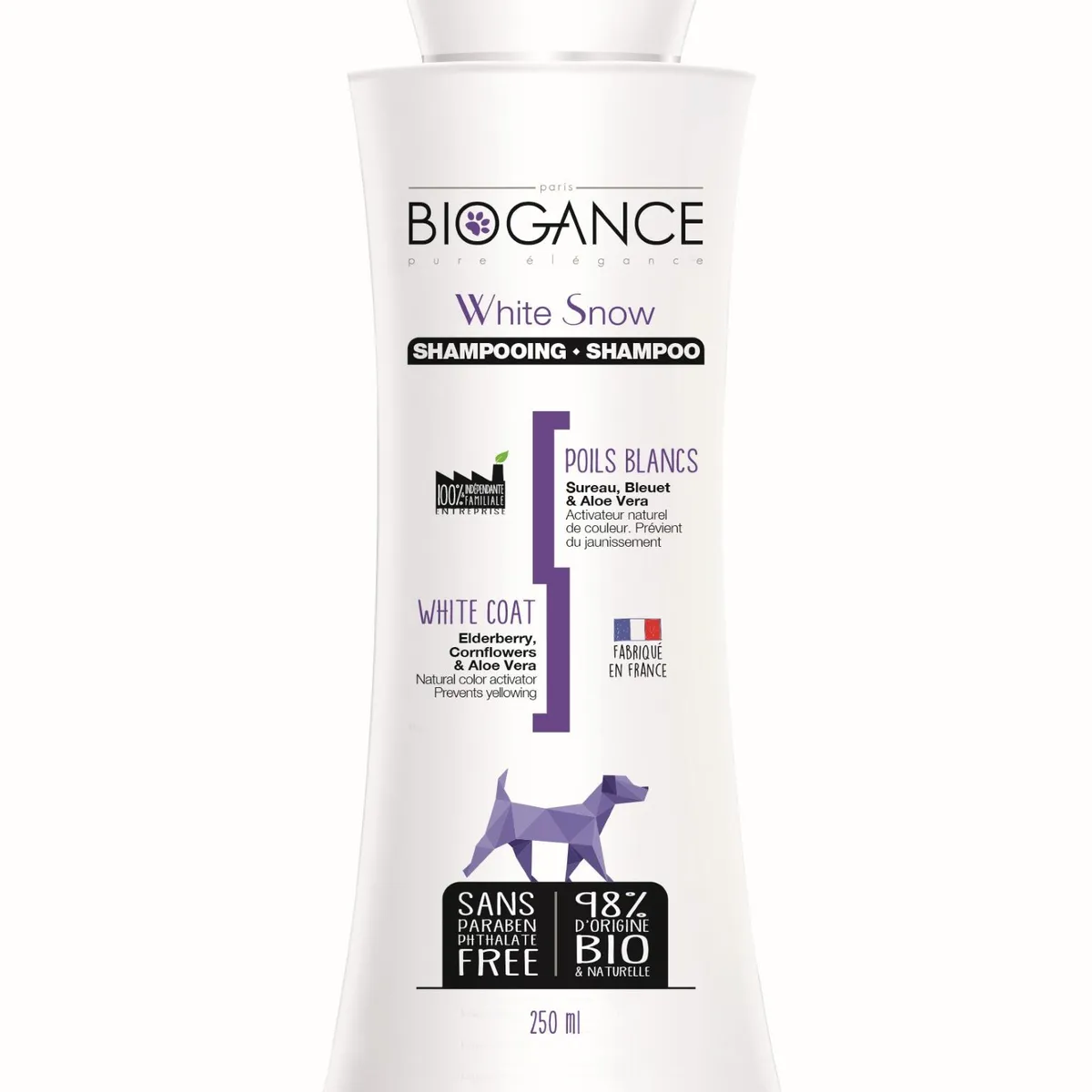 BIOGANCE - Shampoo White Snow 250 ml (Pelaje blanco) BIOGANCE
