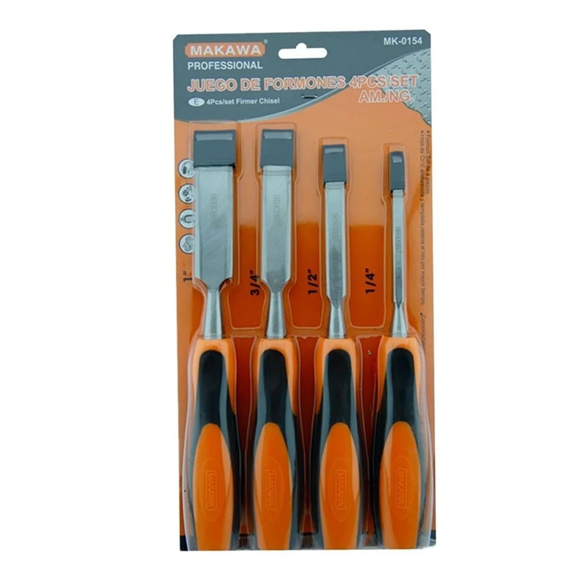 MAKAWA - Set Kit Jgo De Formones Cinceles P/ Madera 4 Piezas Makawa