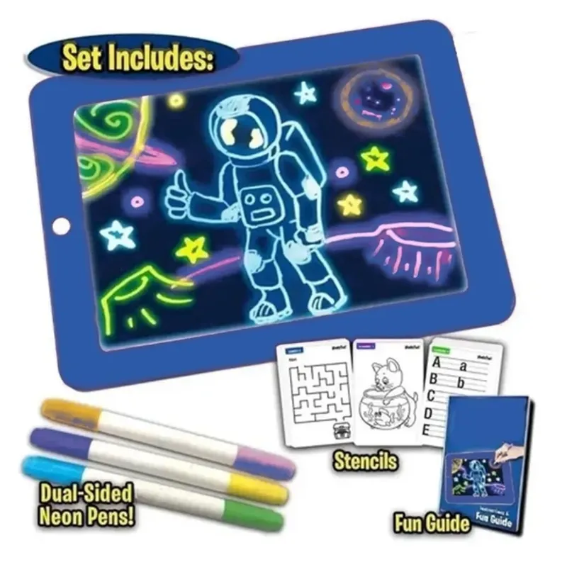 GENERICO - Pizarra De Dibujo Mágico Luz Led  Plumones Colores