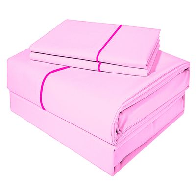 Imagen 2 del producto Juego De Sabanas 1 Plaza Diversión Natural Rosado 300 Hilos