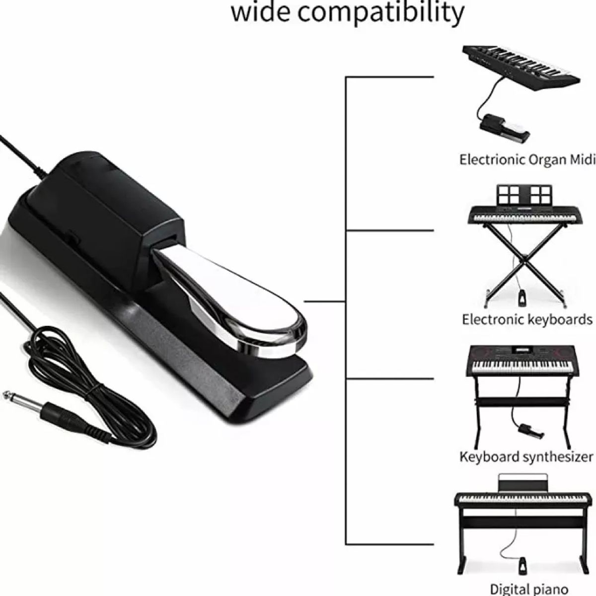 KUANGYE - Pedal Sustain Universal Teclado Polaridad Piano Musica