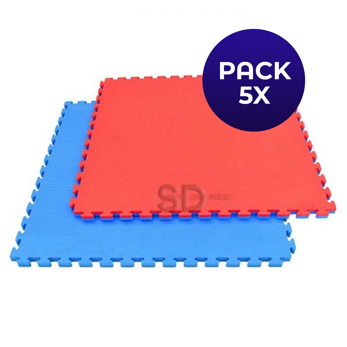 SDFIT - Pack 5x Tatami 2 cm grosor - 100 x 100 cm - Rojo / Azul