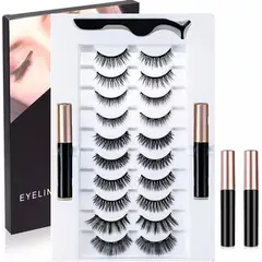 KUANGYE - Kit 20 Pestañas Magnéticas Reutilizables +2 Delineador+pinza
