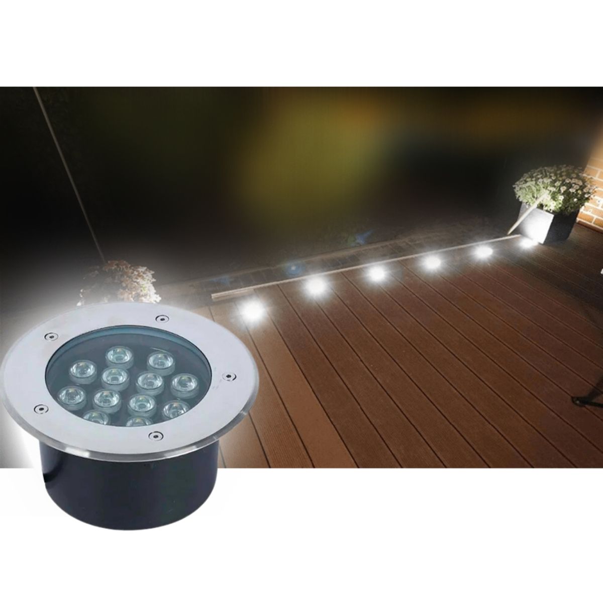 GENERICO - Foco Led Piso 12w Exterior Embutido Luz calida