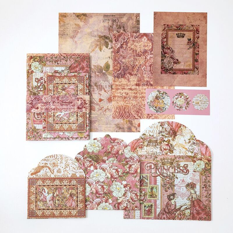 GENERICO - Carta Y Sobres Scrap Vintage - Rosa - Modelo F - 10 X 15 Cm