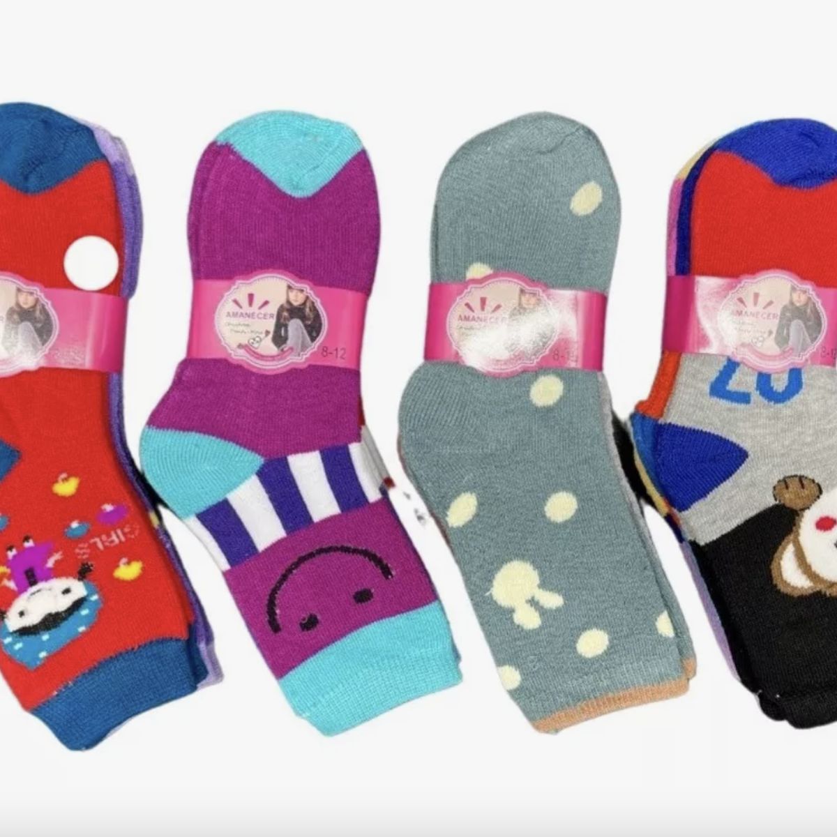 ANNI STAR - Pack 12 Calcetines De Toalla Grueso Niño O Niña