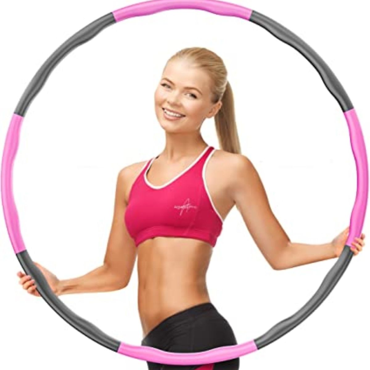 GENERICO - Hula Hoop Desmontable 95 CM - Rosa con Gris