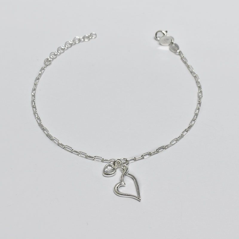 ROSETT - Pulsera limada con corazón y circón Plata 925