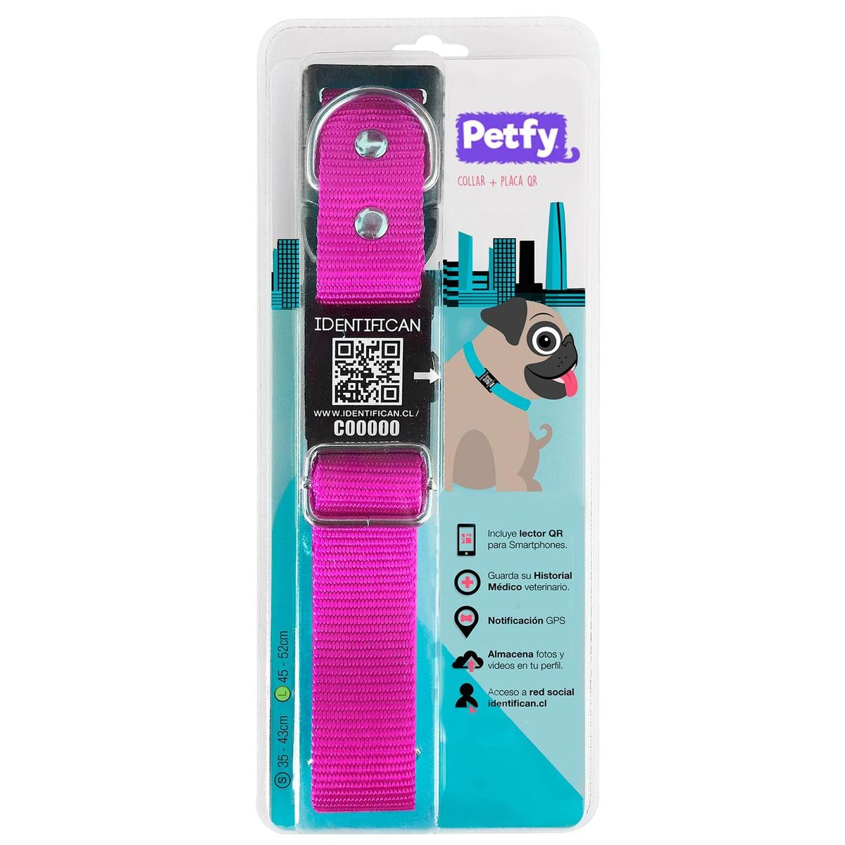PETFY - Collar Grande Petfy ID Fucsia