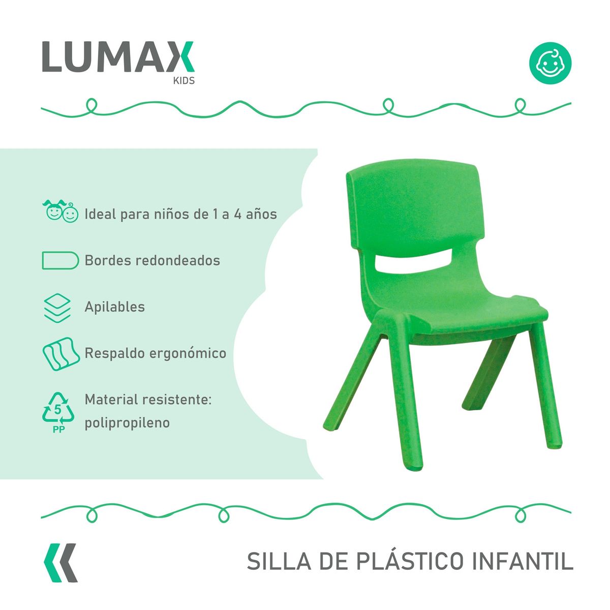 LUMAX - Silla de Plastico Infantil Hogar Jardin Niños MeTinca.