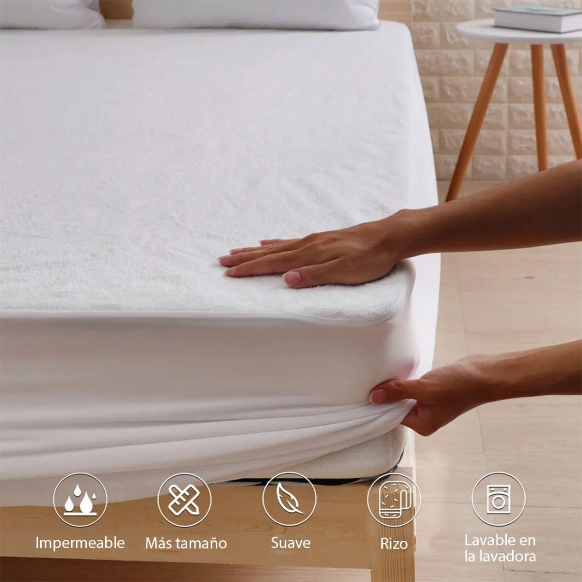 GENERICO - Cubrecolchon Protector Impermeable 2.5 Plazas (King) Blanco