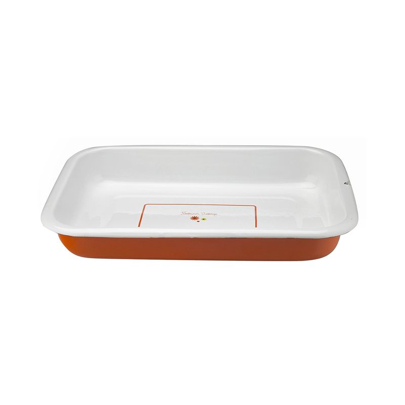 FANTUZZI - Bandeja / Fuente de horno 40 cm acero vitrificado Vintage naranja