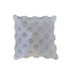 LOVE HOME DECO & LIVING - Cojin de Lino Pompones Blanco