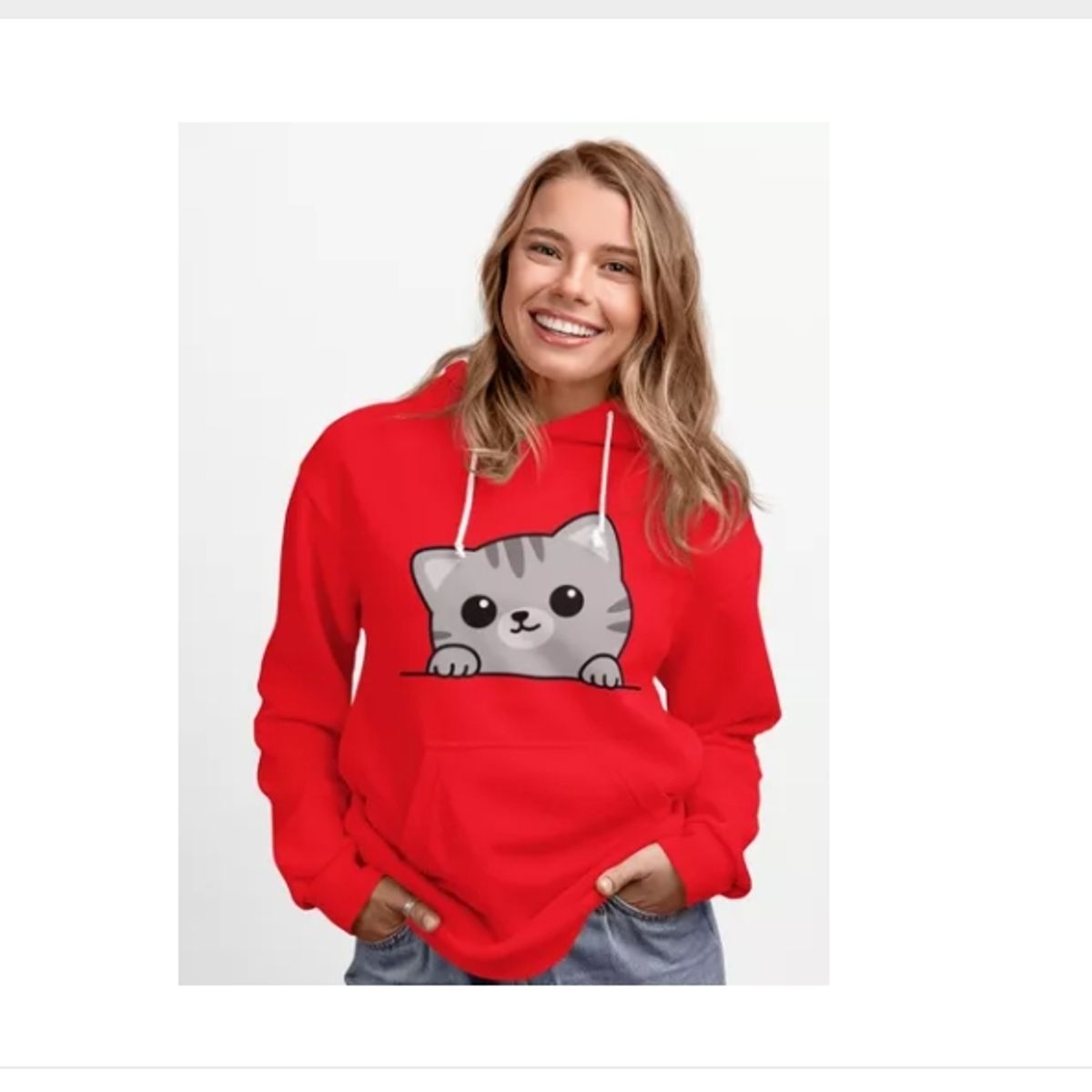 GENERICO - Poleron Gatito Lindo Patas Arriba Mujer Algodon