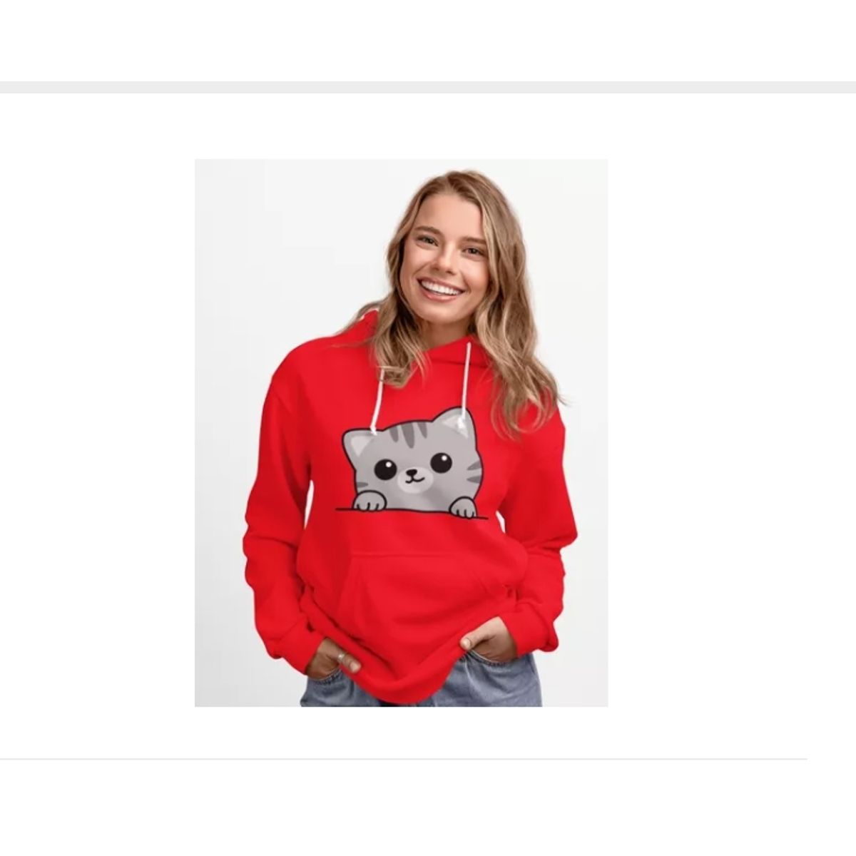 GENERICO - Poleron Gatito Lindo Patas Arriba Mujer Algodon