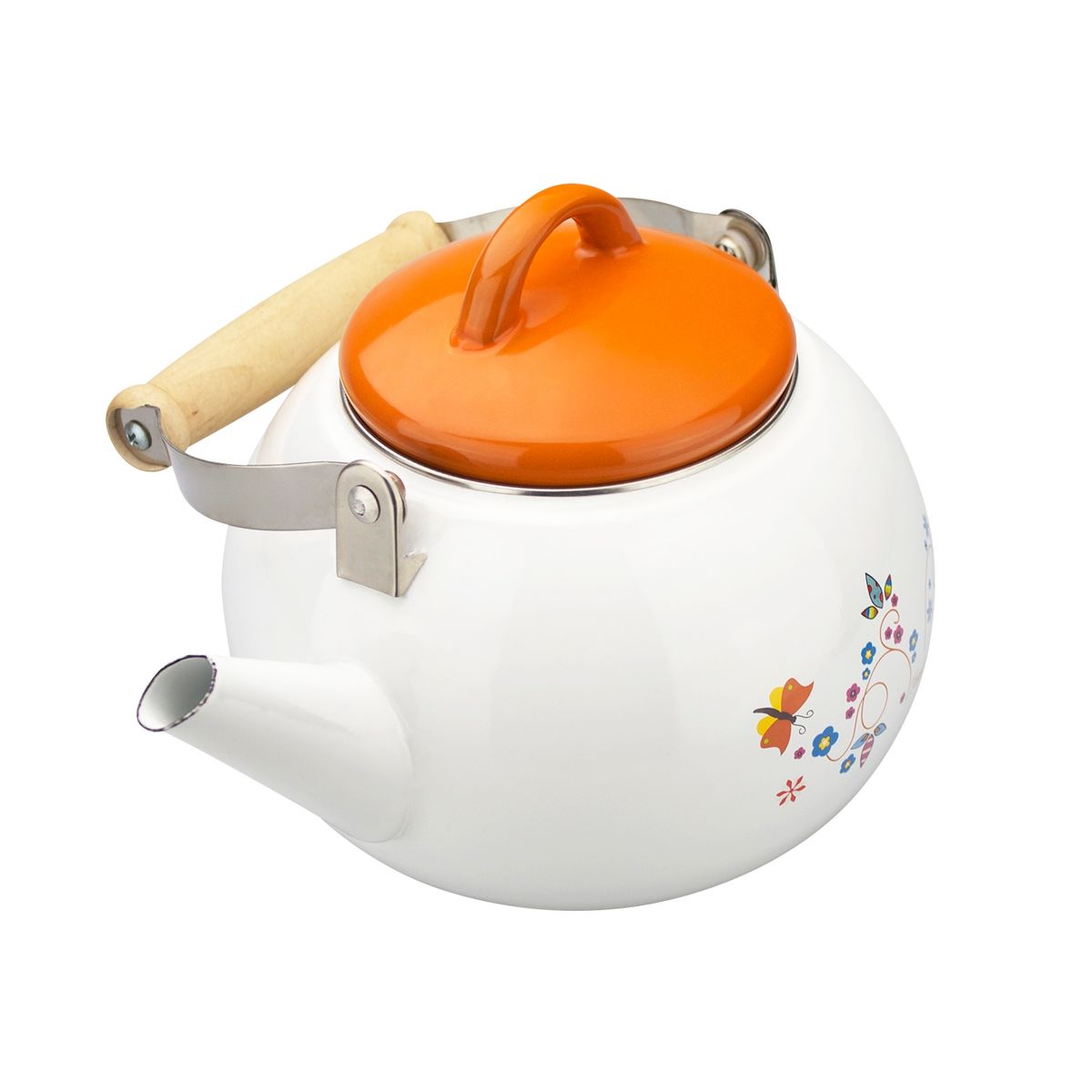 FANTUZZI - Tetera de 12 tazas acero vitrificado Vintage Naranja