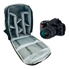 ESHOPANGIE - Bolso Mochila Fotográfica Cámara Réflex Lentes Flash Gris