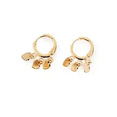 COGGIOLA - Aros Argollas 3 Corazones Colgando Enchapado Oro 18K