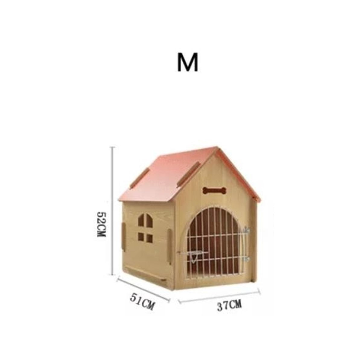 GENERICO - Casa de Melamina Facil Armado Para Perros Talla M 52x37x51cm
