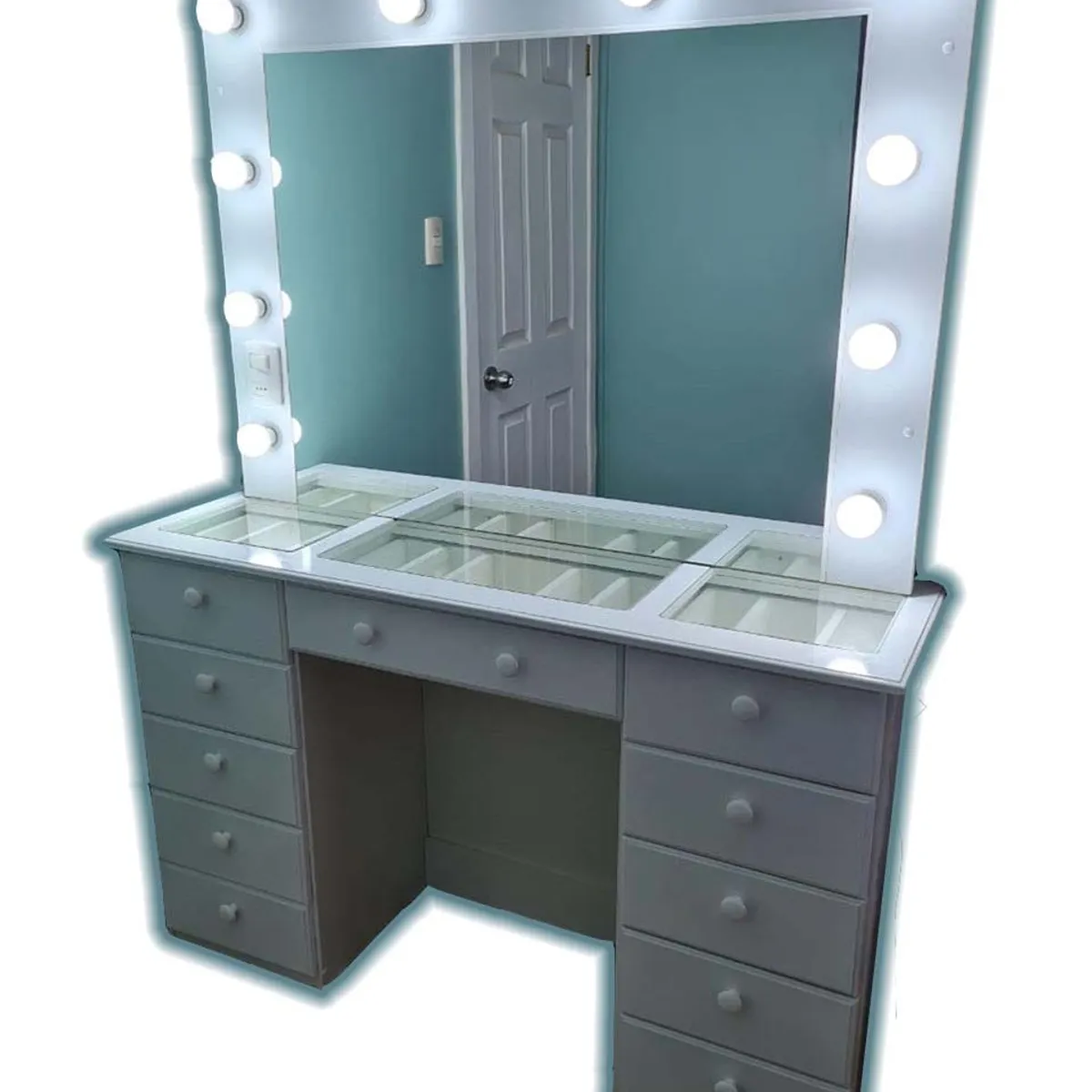 GENERICO - TOCADOR CON LUCES ESTILO HOLYWOOD CREAFAVA CON 11 CAJONES 120 MT