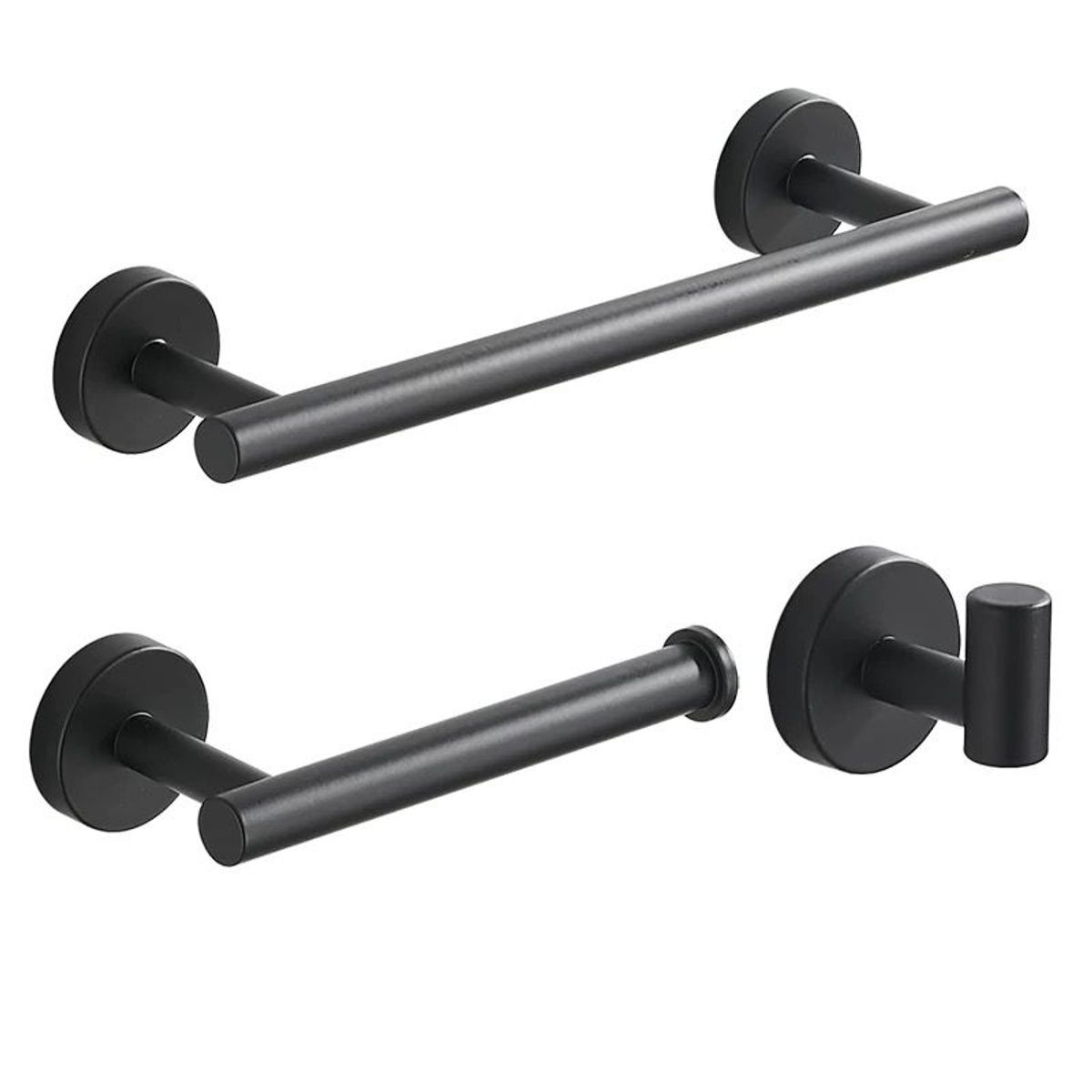 GENERICO - Accesorios de baño set de 3 Acero inoxidable Negro