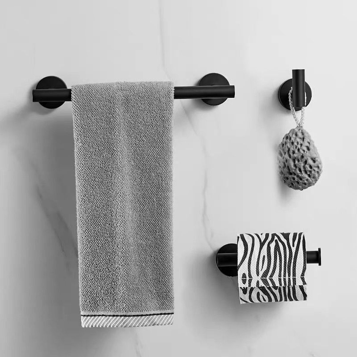GENERICO - Accesorios de baño set de 3 Acero inoxidable Negro