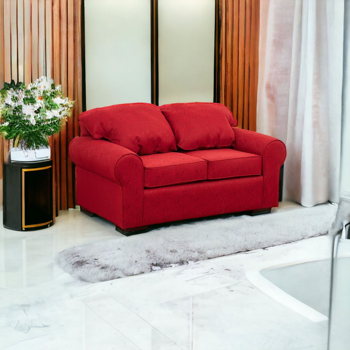 MUEBLES AMERICA - Sofá Moscú 2 Cuerpos Lino Burdeo