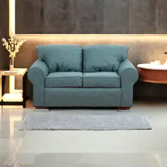 MUEBLES AMERICA - Sofá Moscú 2 Cuerpos Lino Azul Petróleo