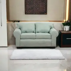 MUEBLES AMERICA - Sofá Moscú 2 Cuerpos Lino Verde Agua