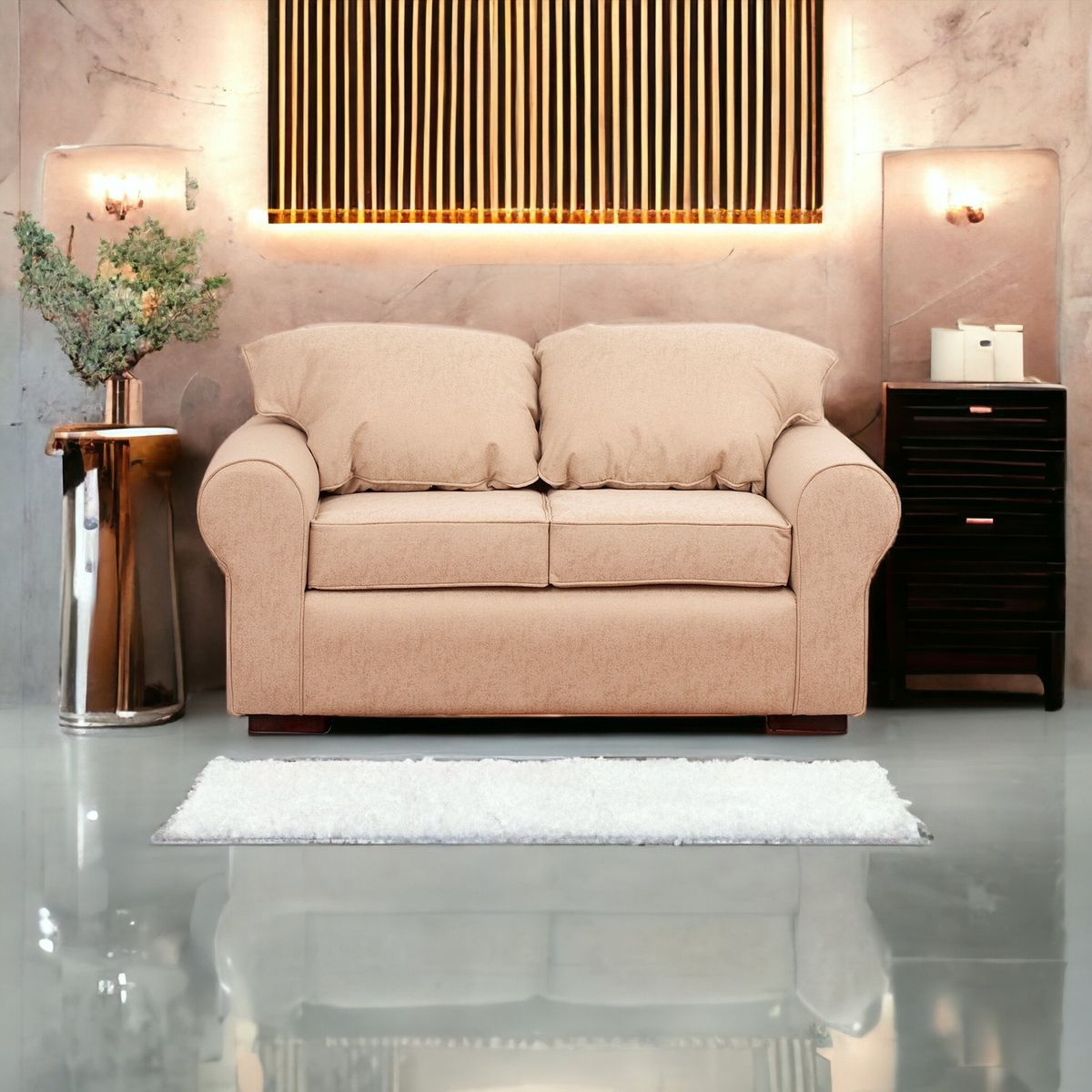 MUEBLES AMERICA - Sofá Moscú 2 Cuerpos Lino Beige