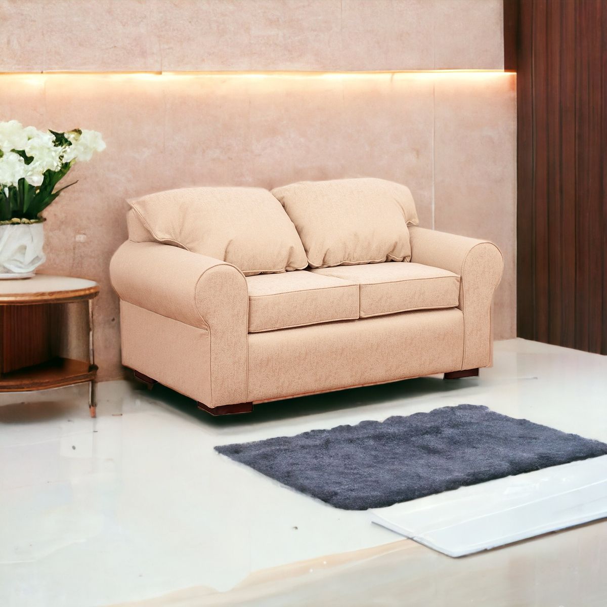 MUEBLES AMERICA - Sofá Moscú 2 Cuerpos Lino Beige